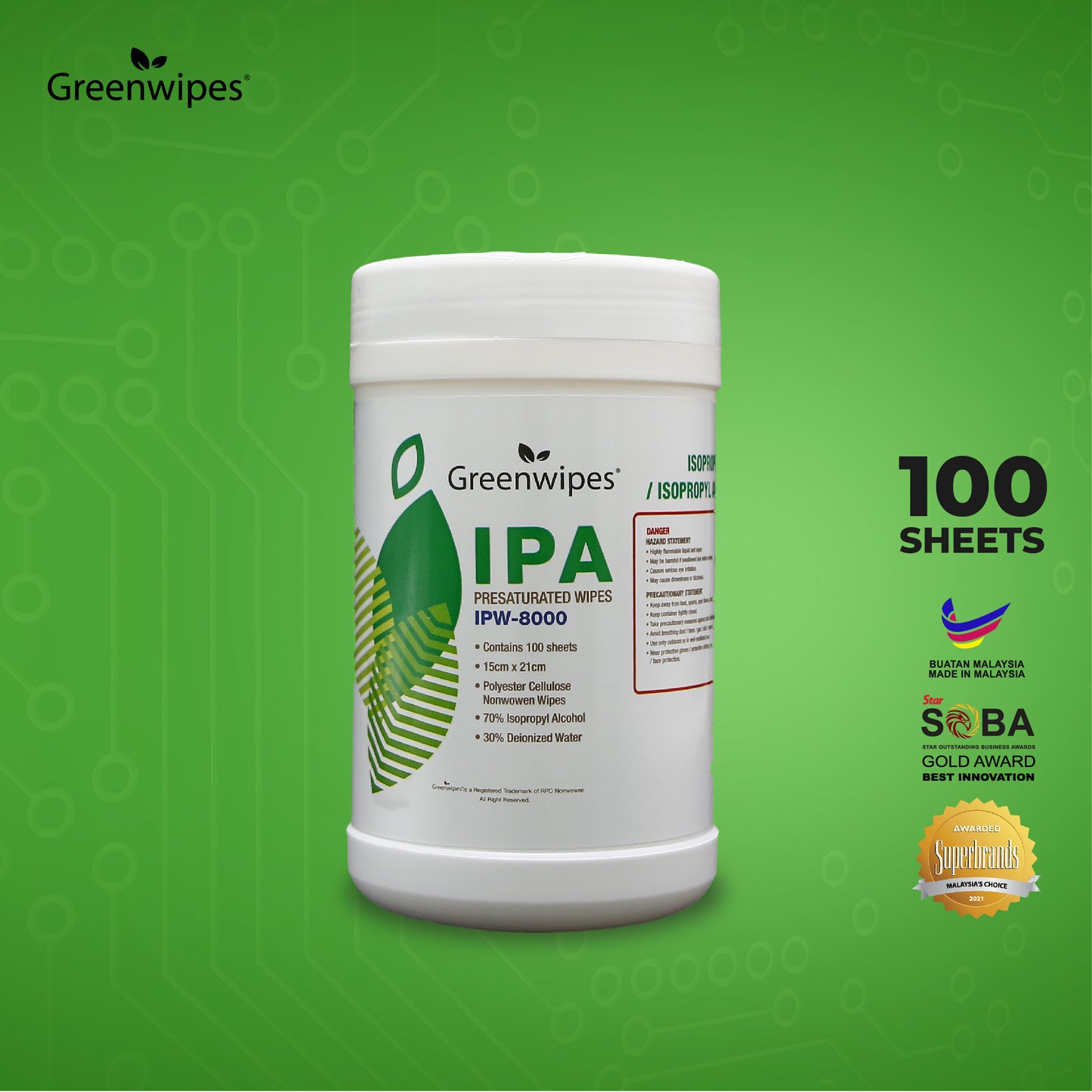 IPW-8000 Greenwipes® IPA Presaturared Wipes